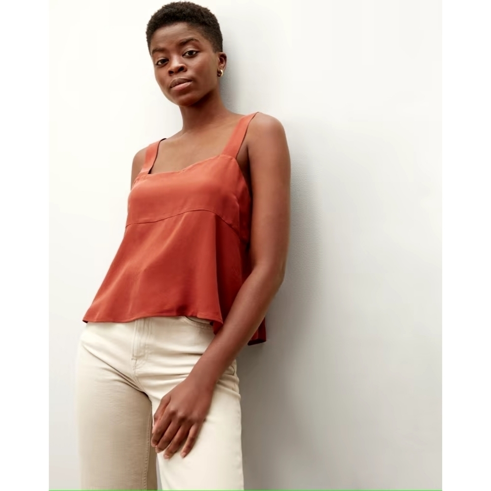 Everlane The Clean Picnic Tank Blouse in Rust Brown Cinnamon